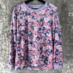 Vera Bradley Size L Floral Print Stretch Outdoor Sweater Pink Long Sleeve Casual